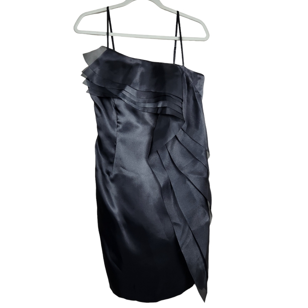Calvin Klein Black NWT Ruffle Tiered Chiffon Dress Women's Size 8 - Picture 2 of 10